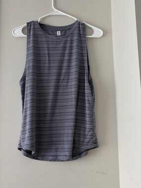 Athleta Navy and Gray Striped Muscle Tank